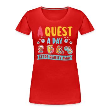 Gamer A Quest A Day Spielen - Frauen Premium Bio T-Shirt - Rot - Vorne - Mia (176cm)