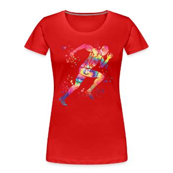Sprinter Colorsplash Sprintender Sprint - Frauen Premium Bio T-Shirt - Rot - Vorne - Mia (176cm)
