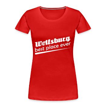 Wolfsburg - Stadt best place ever - Frauen Premium Bio T-Shirt - Rot - Vorne - Mia (176cm)