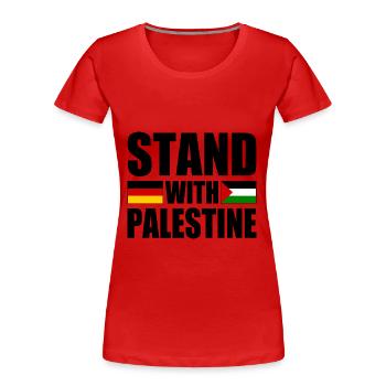 Stand with palestine - T-shirt bio Premium Femme - rouge - Devant - Mia (176cm)
