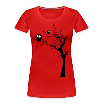Owls on a tree - Women's Premium Organic T-Shirt - red - Front - Mia (176cm)