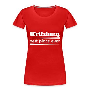 Wolfsburg - Stadt best place ever - Frauen Premium Bio T-Shirt - Rot - Vorne - Mia (176cm)