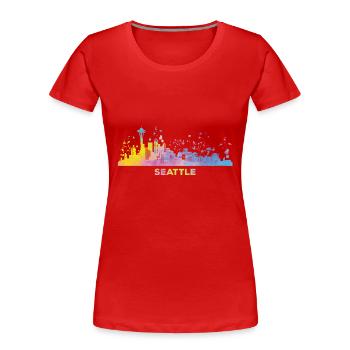 Seattleite Skyline Seattle - Frauen Premium Bio T-Shirt - Rot - Vorne - Mia (176cm)
