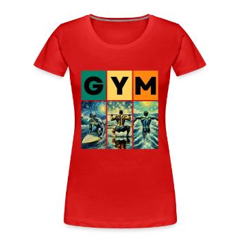 GYMNASE - T-shirt bio Premium Femme - rouge - Devant - Mia (176cm)