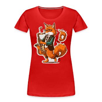 Renard jazzy - T-shirt bio Premium Femme - rouge - Devant - Mia (176cm)
