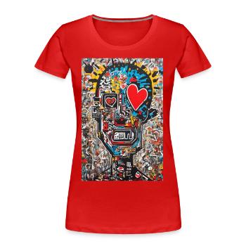"Amour Urbain" - T-shirt bio Premium Femme - rouge - Devant - Mia (176cm)