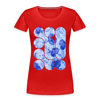 Blue Floral Elegance - Women's Premium Organic T-Shirt - red - Front - Mia (176cm)