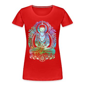 Cosmic Buddha - Cool - Women's Premium Organic T-Shirt - red - Front - Mia (176cm)