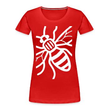 Manchester Bee (White) - Women's Premium Organic T-Shirt - red - Front - Mia (176cm)