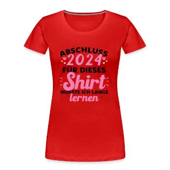 Remise des diplômes 2024 Obtention du diplôme d’études secondaires - T-shirt bio Premium Femme - rouge - Devant - Mia (176cm)