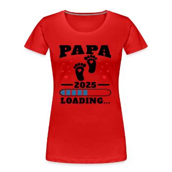 Papa 2025 Drôle Cadeau de Fête des Pères Femmes Enceintes - T-shirt bio Premium Femme - rouge - Devant - Mia (176cm)