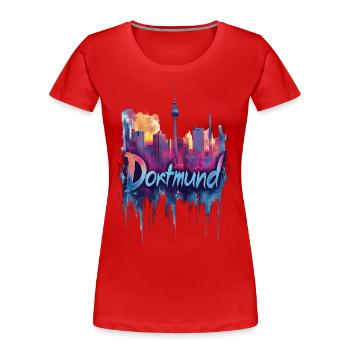Dortmund - Frauen Premium Bio T-Shirt - Rot - Vorne - Mia (176cm)