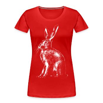 Feldhase / Hase / Rabbit / / Osterhase - Frauen Premium Bio T-Shirt - Rot - Vorne - Mia (176cm)