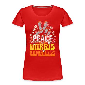 Retro Frieden Kamala Harris Walzer 2024 - Frauen Premium Bio T-Shirt - Rot - Vorne - Mia (176cm)