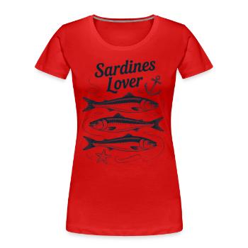 Adore Sardines Poisson Mer - T-shirt bio Premium Femme - rouge - Devant - Mia (176cm)
