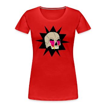 Schädel, der Zungen zieht - Frauen Premium Bio T-Shirt - Rot - Vorne - Mia (176cm)