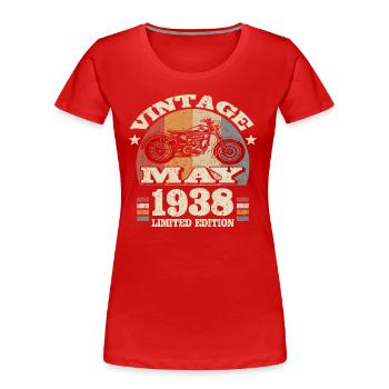Born in May 1938 - 85 years old - Women's Premium Organic T-Shirt - red - Front - Mia (176cm)