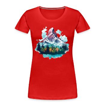 Aquarelle Nature en plein air - T-shirt bio Premium Femme - rouge - Devant - Mia (176cm)