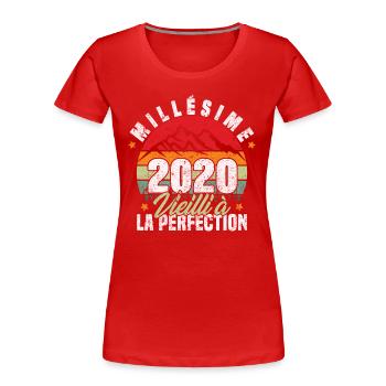 Millésime 2020, Cadeau D'anniversaire Vintage 2020 - T-shirt bio Premium Femme - rouge - Devant - Mia (176cm)