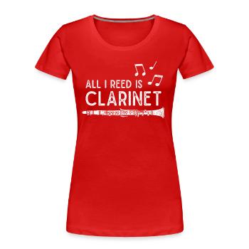 Klarinette Musikinstrument Klarinettist - Frauen Premium Bio T-Shirt - Rot - Vorne - Mia (176cm)