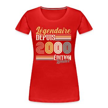 Légendaire Depuis 2000 - T-shirt bio Premium Femme - rouge - Devant - Mia (176cm)