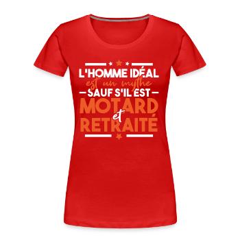 Motard Et Retraité - T-shirt bio Premium Femme - rouge - Devant - Mia (176cm)