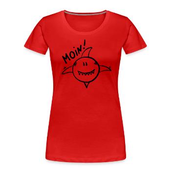 Haifisch Moin - Frauen Premium Bio T-Shirt - Rot - Vorne - Mia (176cm)