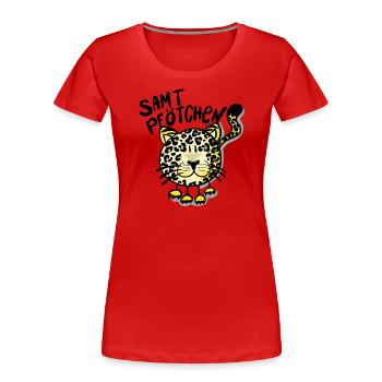 Leopard Samtpfötchen - Frauen Premium Bio T-Shirt - Rot - Vorne - Mia (176cm)