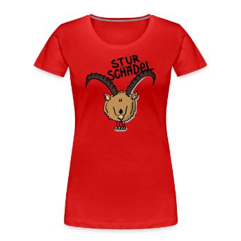 Steinbock Sturschädel - Frauen Premium Bio T-Shirt - Rot - Vorne - Mia (176cm)
