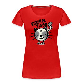 Katze Kuscheltiger - Frauen Premium Bio T-Shirt - Rot - Vorne - Mia (176cm)