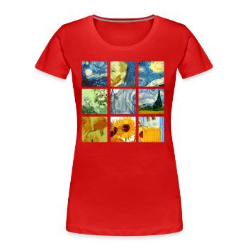Van Art Gogh Grafik - Frauen Premium Bio T-Shirt - Rot - Vorne - Mia (176cm)