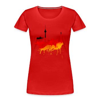 Berlin Skyline Deutschland Flagge Deutsche Fahne - Frauen Premium Bio T-Shirt - Rot - Vorne - Mia (176cm)