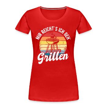 Griller BBQ Grill Grillmeister Grillen Grillparty - Frauen Premium Bio T-Shirt - Rot - Vorne - Mia (176cm)