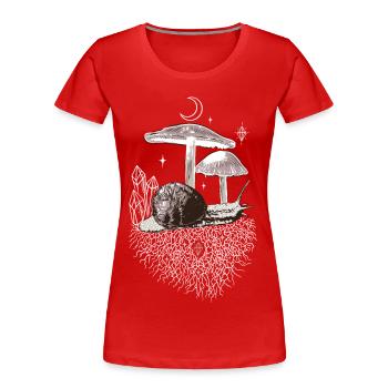Champignons Vignoble Cristaux d’escargot - T-shirt bio Premium Femme - rouge - Devant - Mia (176cm)