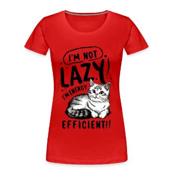 Energiesparmodus Perserkatze - Frauen Premium Bio T-Shirt - Rot - Vorne - Mia (176cm)
