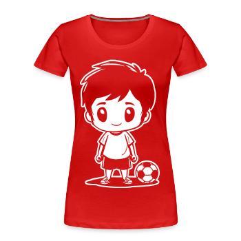 Fußball Junge Zeichnung - Frauen Premium Bio T-Shirt - Rot - Vorne - Mia (176cm)