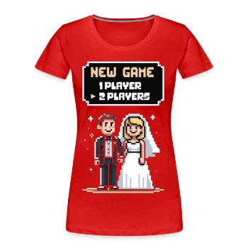 The Day After Wedding Husband Wife Humor Gamer - Women's Premium Organic T-Shirt - red - Front - Mia (176cm)
