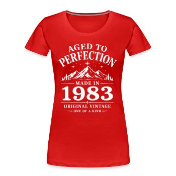 1983 Jubiläum 43 Jahre Retro Vintage 1983 - Frauen Premium Bio T-Shirt - Rot - Vorne - Mia (176cm)