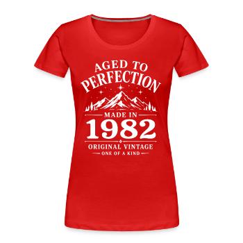 1982 Jubiläum 44 Jahre Retro Vintage 1982 - Frauen Premium Bio T-Shirt - Rot - Vorne - Mia (176cm)