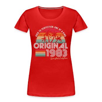 Vintage 1983 Vintage Birthday Retro Gift - Women's Premium Organic T-Shirt - red - Front - Mia (176cm)