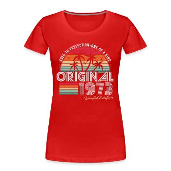 Vintage 1973 Vintage Birthday Retro Gift - Women's Premium Organic T-Shirt - red - Front - Mia (176cm)