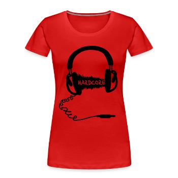 Kopfhörer Audio Wave Motiv : Hardcore Musik - Frauen Premium Bio T-Shirt - Rot - Vorne - Mia (176cm)