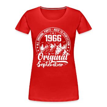 September 1966 Original:58 Years Birthday Gift - Women's Premium Organic T-Shirt - red - Front - Mia (176cm)