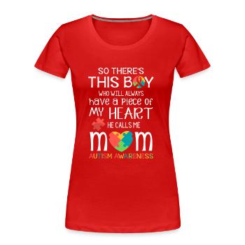 This boy piece of my heart - Autism Awareness - Frauen Premium Bio T-Shirt - Rot - Vorne - Mia (176cm)