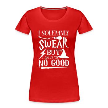 I solemnly swear but i am up to no good - Frauen Premium Bio T-Shirt - Rot - Vorne - Mia (176cm)