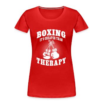 Boxing it's cheaper than Therapy - Frauen Premium Bio T-Shirt - Rot - Vorne - Mia (176cm)