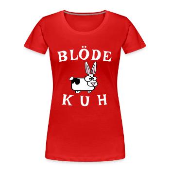Stupid cow in rabbit costume - Women's Premium Organic T-Shirt - red - Front - Mia (176cm)