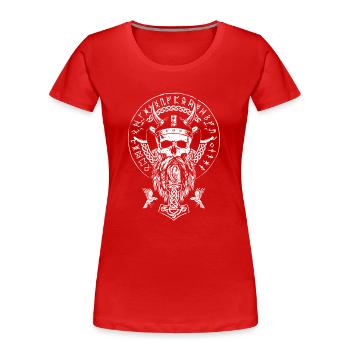 Okklutismus Wikinger Schädel Keltisch Germanisch - Frauen Premium Bio T-Shirt - Rot - Vorne - Mia (176cm)