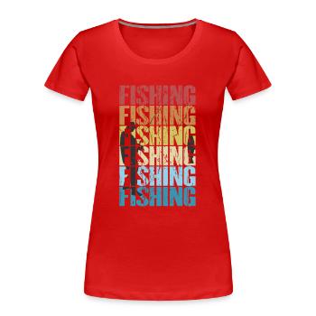 Pêche pêche rétro pêche pêche vintage pêche pêche - T-shirt bio Premium Femme - rouge - Devant - Mia (176cm)