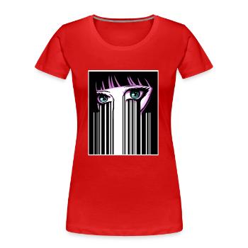 Anime Eyes Japon Code-barres - T-shirt bio Premium Femme - rouge - Devant - Mia (176cm)